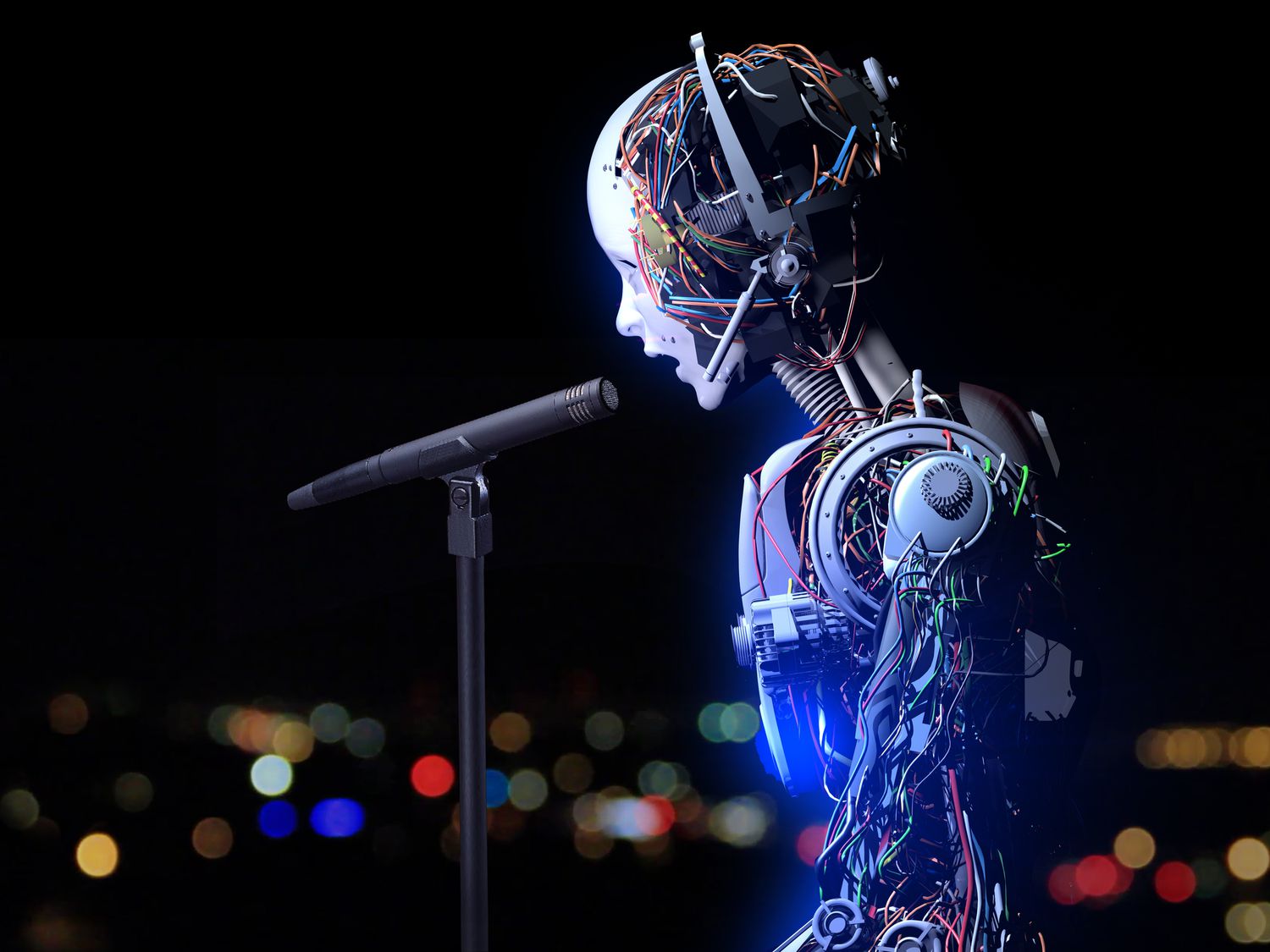 A microphone transforming into digital code representing AI voice cloning